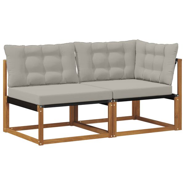 vidaXL Sof&aacute; M&eacute;dio e de Canto para Exterior com almofada 2 Pe&ccedil;a Natural