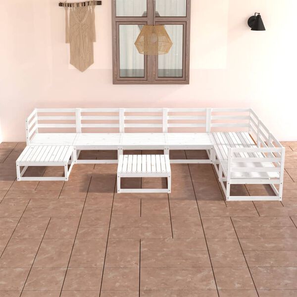vidaXL 8 pcs conjunto lounge de jardim pinho sólido branco