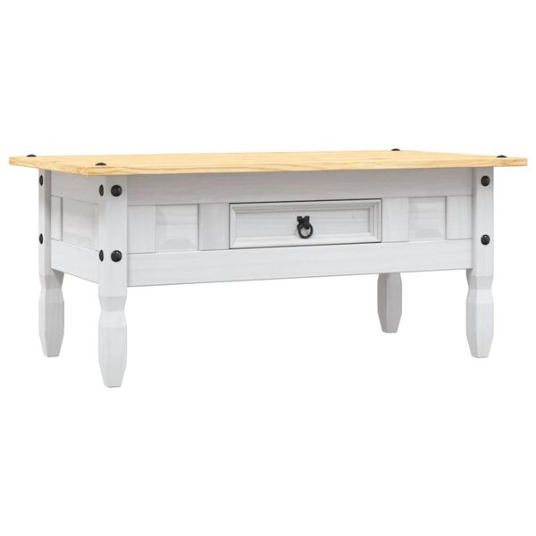 vidaXL Mesa de centro Corona pinho mexicano 100x55x44 cm branco