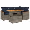 vidaXL 5 pcs conjunto sof&aacute;s de jardim c/ almofad&otilde;es vime PE cinzento