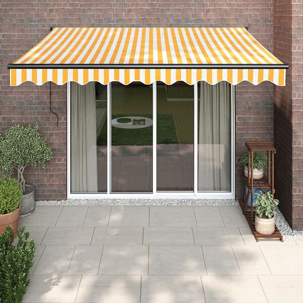vidaXL Toldo retr&aacute;til autom&aacute;tico 3x2,5 m amarelo e branco