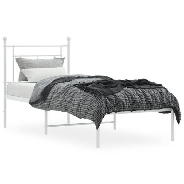 vidaXL Estrutura de cama sem colch&atilde;o com cabeceira 75x190 cm branco