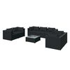 vidaXL 8 pcs conjunto lounge de jardim c/ almofad&otilde;es vime PE preto