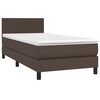 vidaXL Cama box spring c/ colch&atilde;o/LED 80x200 cm couro artif. castanho