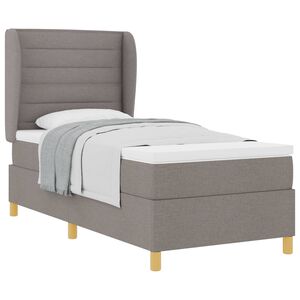 vidaXL Cama Box com colch&atilde;o Cinzento-acastanhado 200 x 100 cm tecido