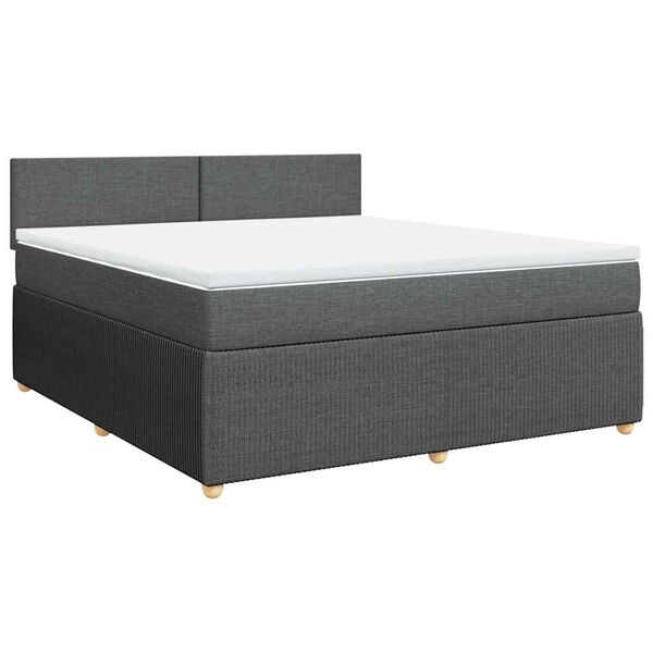 vidaXL Cama com molas/colch&atilde;o 180x200 cm tecido cinzento-escuro