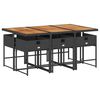 vidaXL 7 pcs conjunto de jantar p/ jardim c/ almofad&otilde;es vime PE preto