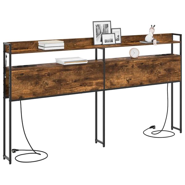 vidaXL Cabeceira de armazenamento com cabeceira Carvalho fumado 180 cm