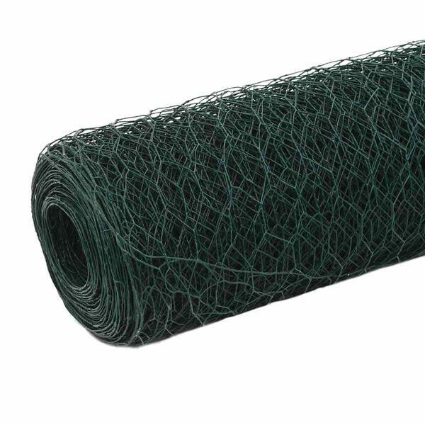 vidaXL Cerca arame galinheiro 25x1,5 m a&ccedil;o c/ revestimento PVC verde