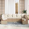 vidaXL Conjunto de Sof&aacute; de Jardim 7 pcs Bege e Creme Polirattan