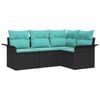vidaXL Conjunto de Sof&aacute; de Jardim 4 pcs Preto vime PE