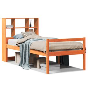 vidaXL Cama com estante sem colch&atilde;o 75x190 cm madeira maci&ccedil;a