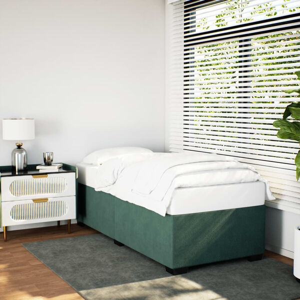 vidaXL Estrutura de cama sem colch&atilde;o 100x200 cm veludo verde-escuro