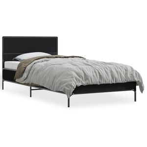 vidaXL Estrutura de cama 90x190 cm derivados de madeira e metal preto