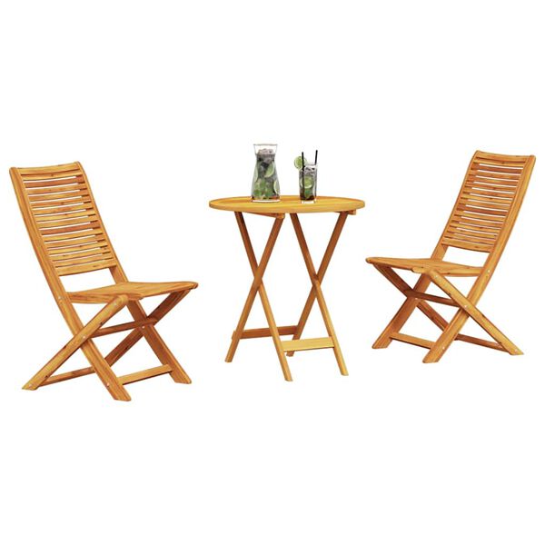 vidaXL Conjunto Bistro Dobr&aacute;vel 3 pcs Castanho