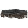 vidaXL Conjunto de Sof&aacute; de Jardim 9 unid. Cinza e Cinza Escuro vime PE