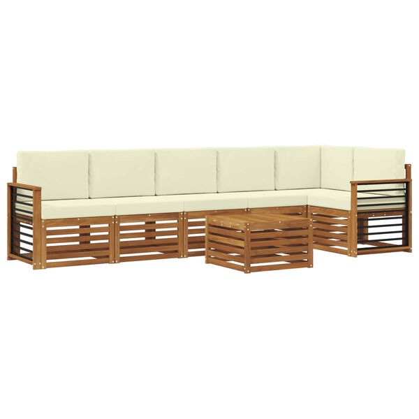 vidaXL Conjunto de Sof&aacute; Sectional com almofada 7 pcs Natural e Creme