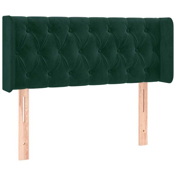 vidaXL Cabeceira de cama c/ abas veludo 103x16x78/88cm verde-escuro
