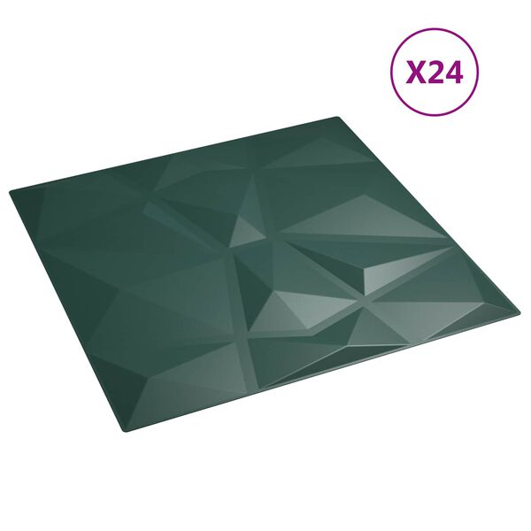 vidaXL Pain&eacute;is de parede 24 pcs Verde 50 x 50 cm Espuma XPS