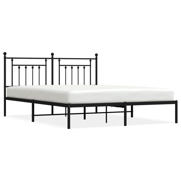 vidaXL Estrutura de cama com cabeceira 160x200 cm metal preto