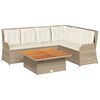 vidaXL 5 pcs conjunto lounge p/ jardim com almofad&otilde;es vime PE bege