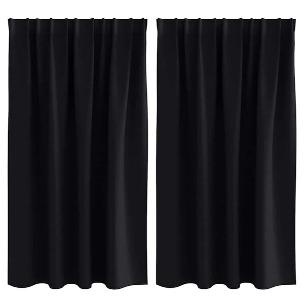 vidaXL Cortinas Blackout com Argolas 2 pcs Preto 140 x 140 cm