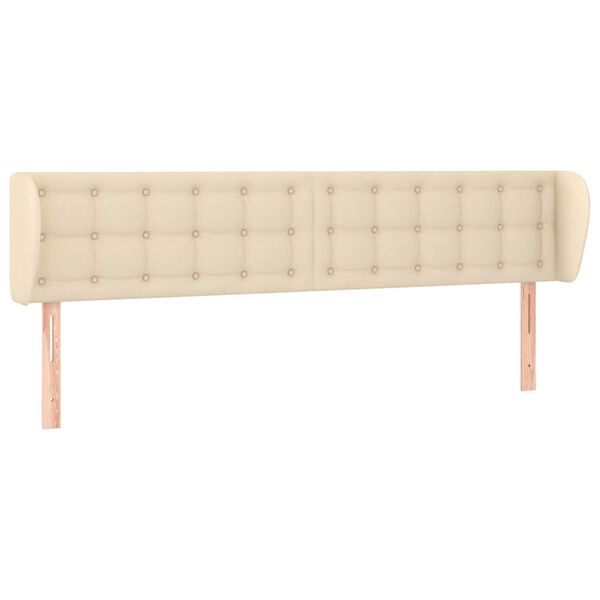 vidaXL Cabeceira de cama c/ abas tecido 203x23x78/88 cm creme
