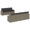 vidaXL 8 pcs conjunto sof&aacute;s de jardim c/ almofad&otilde;es vime PE cinzento