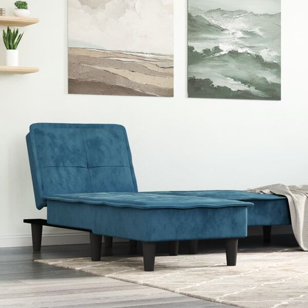 vidaXL Chaise longue veludo azul