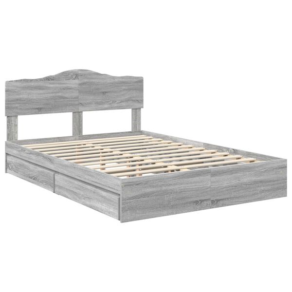 vidaXL Cama com Armazenamento com cabeceira Cinza Sonoma 140 x 200 cm