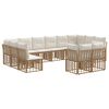 vidaXL Conjunto de Sof&aacute;s para Exterior 12 lugar Natural e Branco Creme