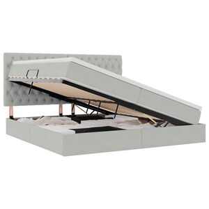 vidaXL Cama com arruma&ccedil;&atilde;o e LED Cinzento-claro 200 x 200 cm Veludo