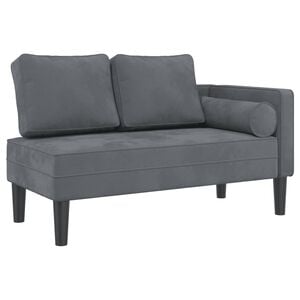 vidaXL Chaise lounge com almofad&otilde;es veludo cinzento-escuro
