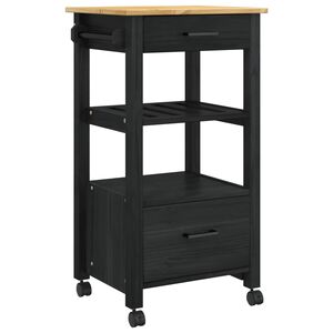 vidaXL Carrinho de Cozinha MONZA Preto 48 x 40 x 88,5 cm