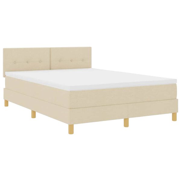 vidaXL Cama box spring com colch&atilde;o Creme 160 x 200 cm tecido
