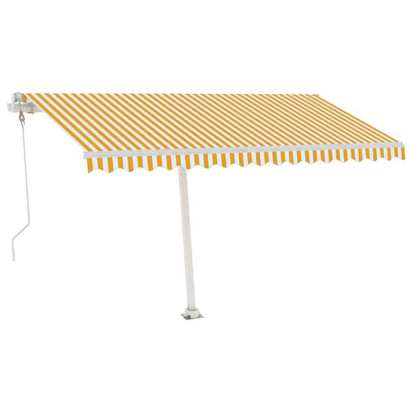 vidaXL Toldo autom&aacute;tico LED e sensor de vento 450x350cm amarelo/branco