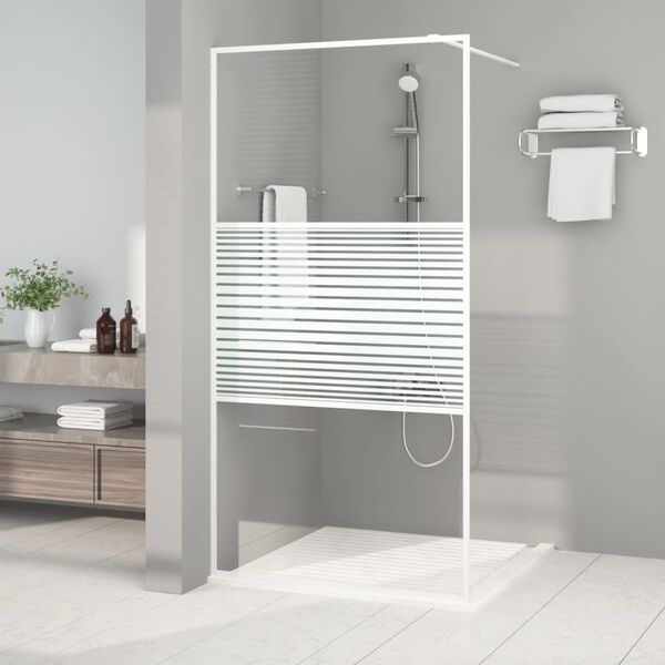 vidaXL Divis&oacute;ria de chuveiro branco 100x195 cm vidro ESG transparente
