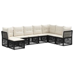 vidaXL Conjunto de Sof&aacute; de Jardim 8 pcs Preto vime PE