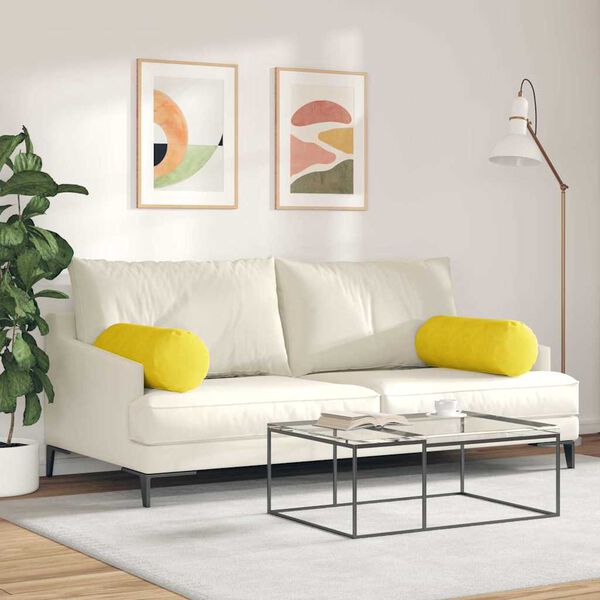vidaXL Almofadas de Apoio 2 pcs Amarelo Ø 25 x 70 cm