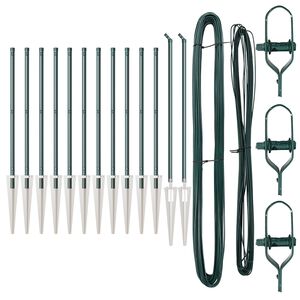 vidaXL Postes de Cerca Manual 13 pcs Verde Ø32mm 60 cm Aço galvanizado