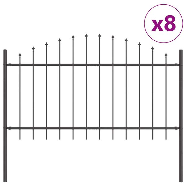 vidaXL Cerca para Jardim 8 pcs Cinzeto 170 x 140 cm A&ccedil;o revestido a p&oacute;