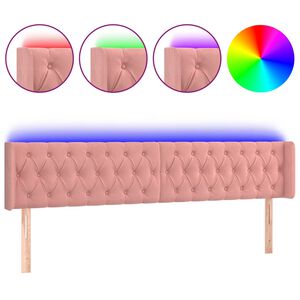 vidaXL Cabeceira de cama c/ luzes LED veludo 183x16x78/88 cm rosa
