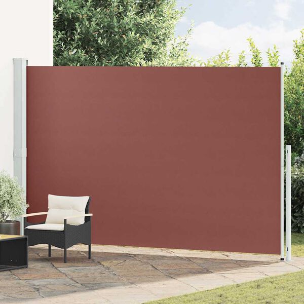 vidaXL Toldo lateral retr&aacute;til para p&aacute;tio 220x500 cm castanho