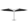 vidaXL Guarda-sol duplo com mastro de a&ccedil;o 250x250 cm preto