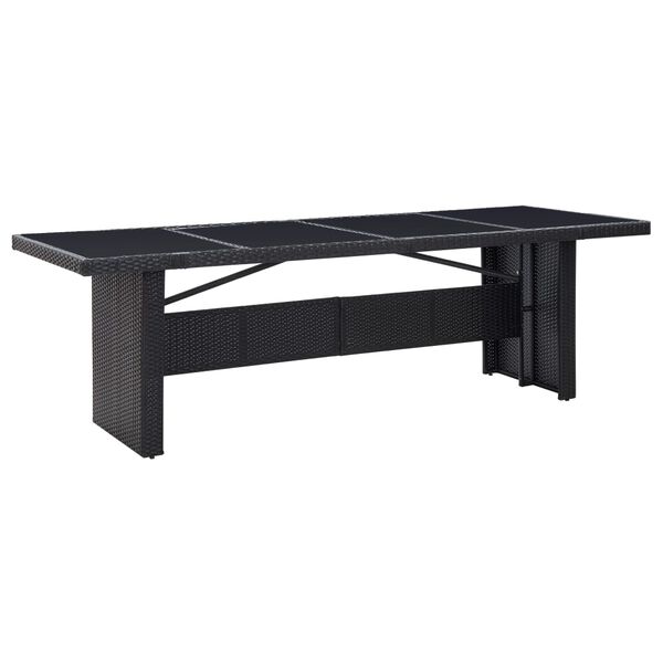 vidaXL Mesa de jardim 240x90x74 cm vime PE e vidro preto