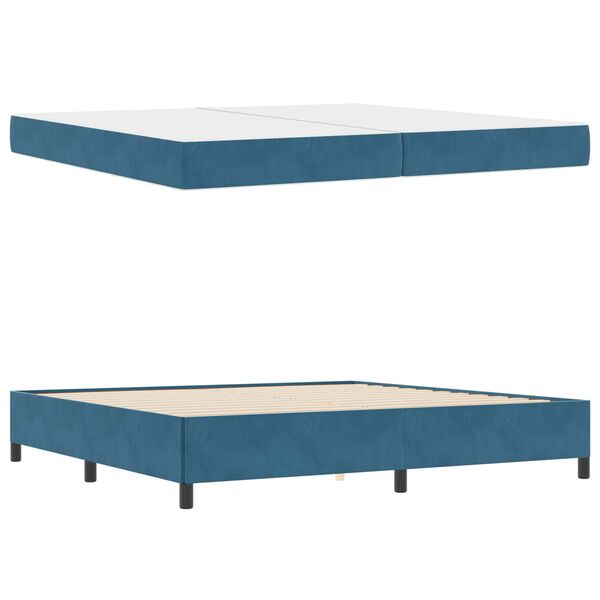 vidaXL Estrutura da Cama com colch&atilde;o Azul Escuro 200 x 200 cm tecido