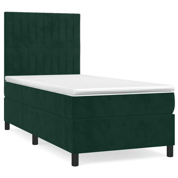 vidaXL Cama com molas/colch&atilde;o 80x200 cm veludo verde-escuro