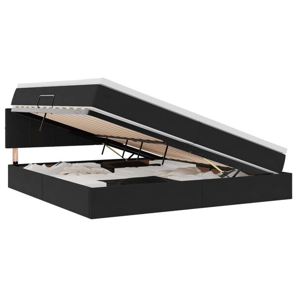 vidaXL Cama com arruma&ccedil;&atilde;o e LED com colch&atilde;o Preto 200 x 200 cm Veludo