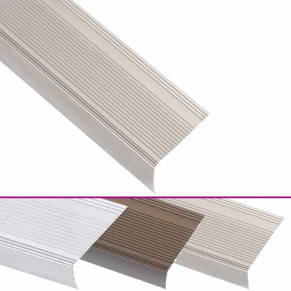 vidaXL Perfil p/ escada em forma de L 5 pcs alum&iacute;nio 100 cm champanhe