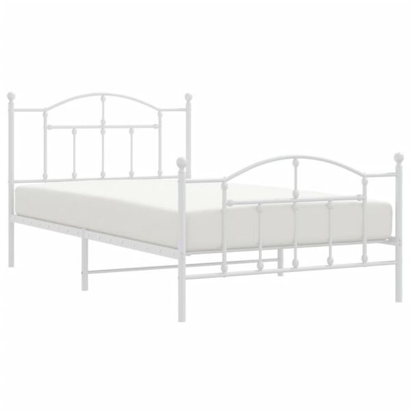 vidaXL Estrutura de cama com cabeceira e p&eacute;s 107x203 cm metal branco